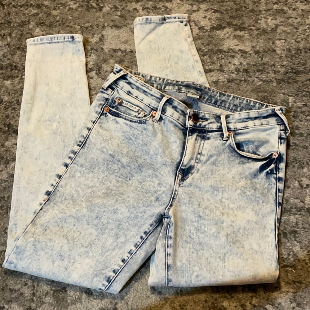 True Religion Skinny Acid Washed Marbled Jeans 30